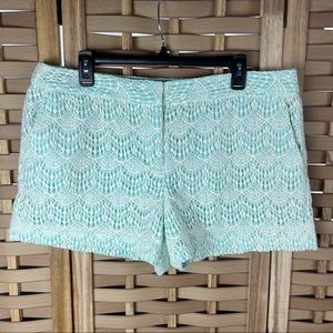 ANN TAYLOR LOFT White Lace and Light Teal Green Shorts